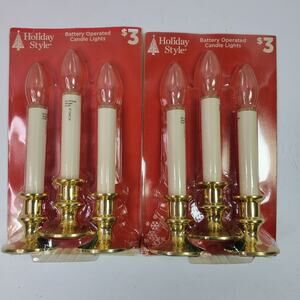 Vintage NOS Holiday Style Candle Lights Battery Operated 8.5 In Tall TOTAL of 6